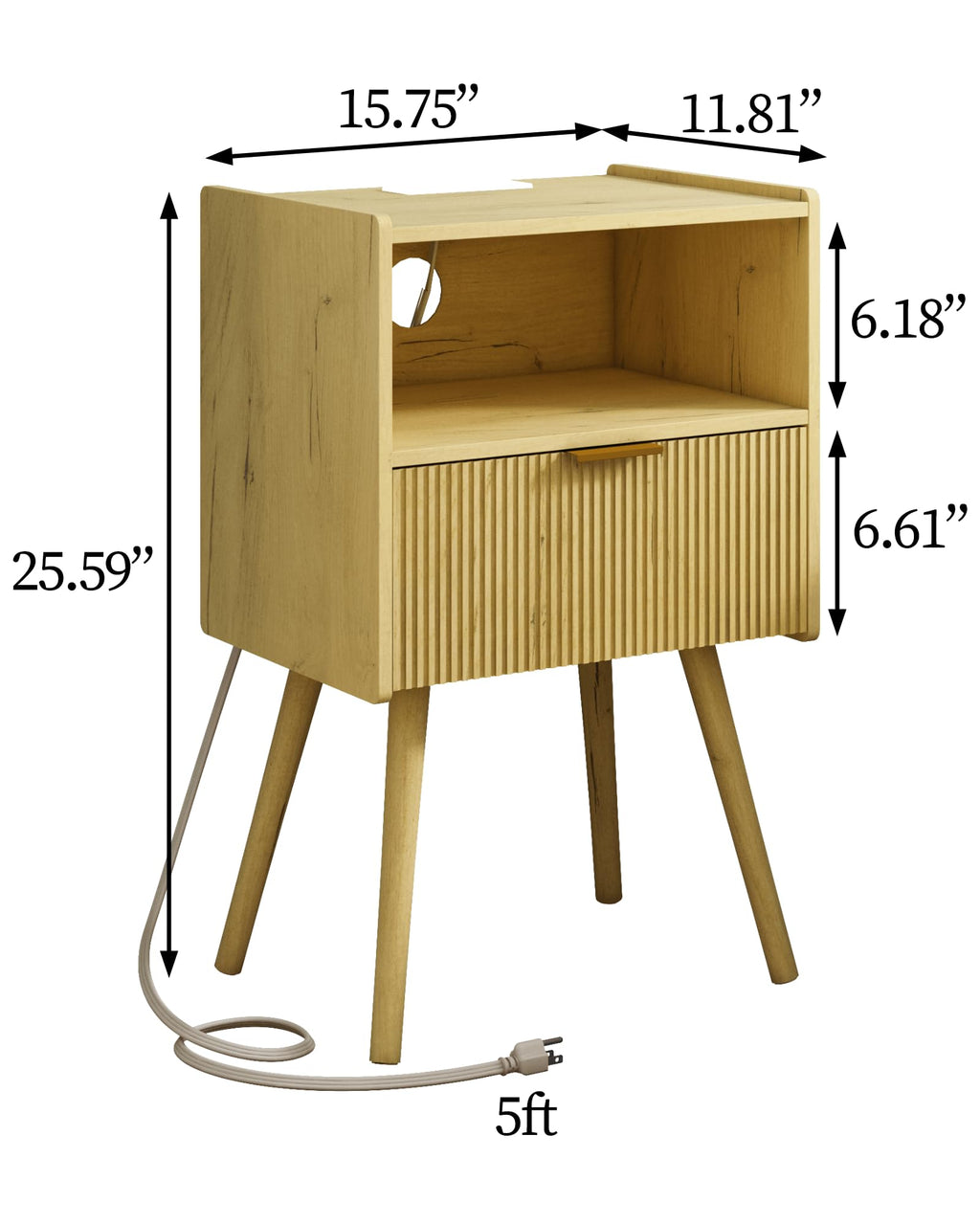 Modern Nightstand with Drawer & Open Shelf