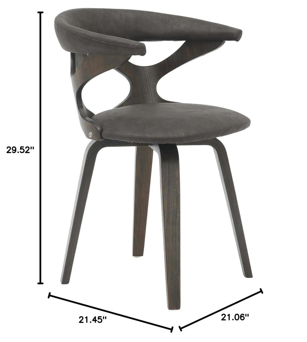 LeisureMod Klyne Leather Dining Chair with Poplar Wood Frame – Mid-Century Wooden