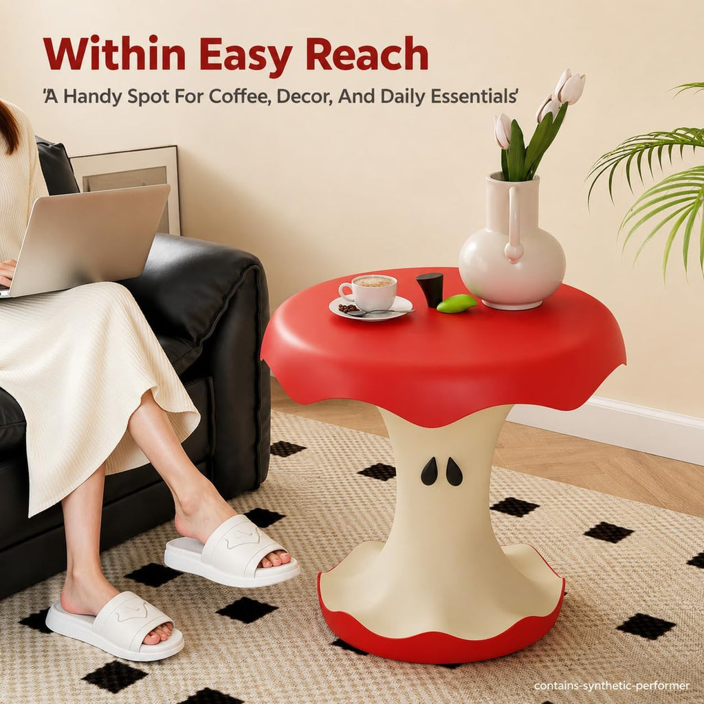 Resin Apple-Shaped Side Table, Funky Fruit Accent Table (Red)