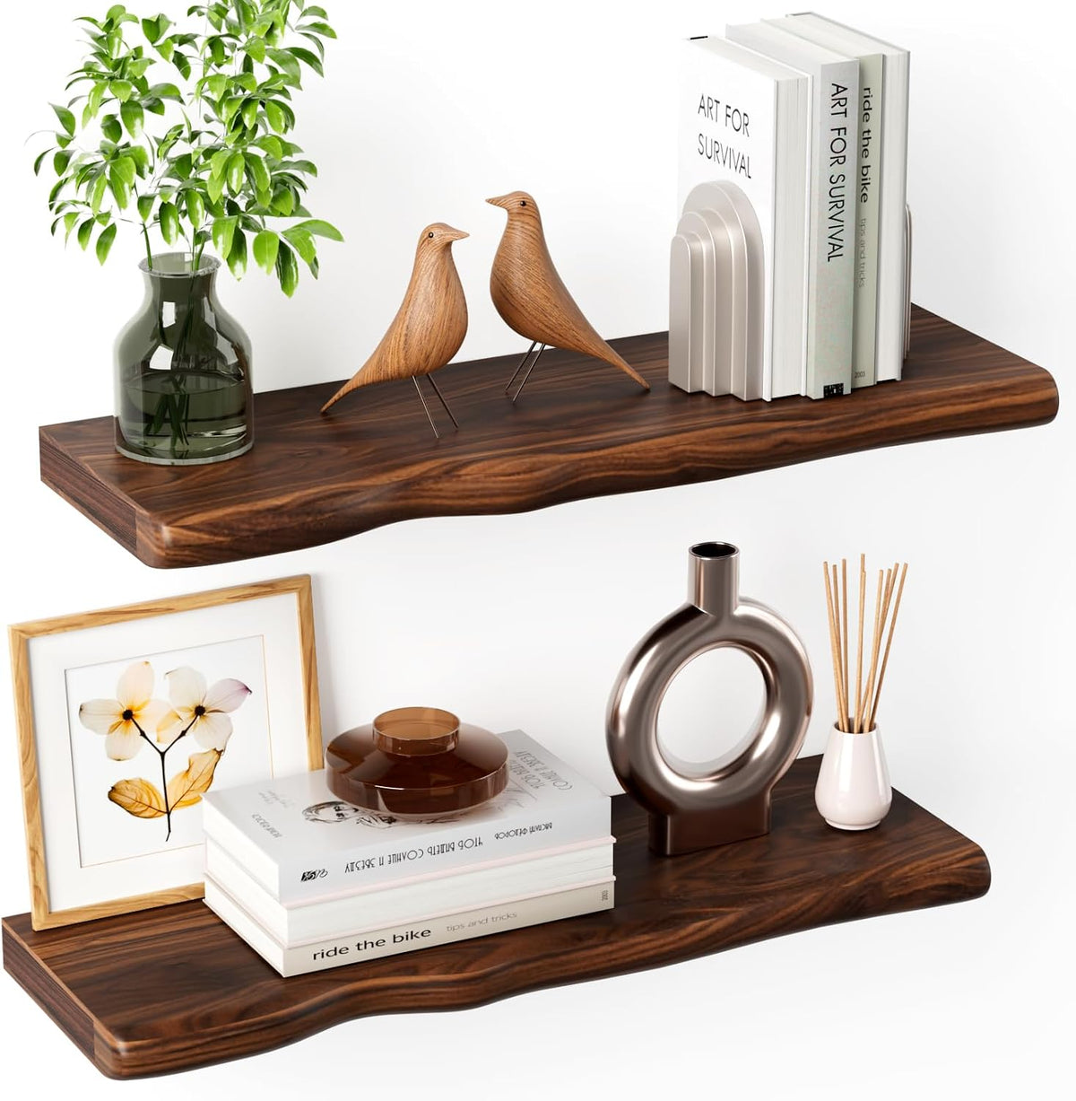 Organic Wavy Floating Shelves with Hidden Brackets