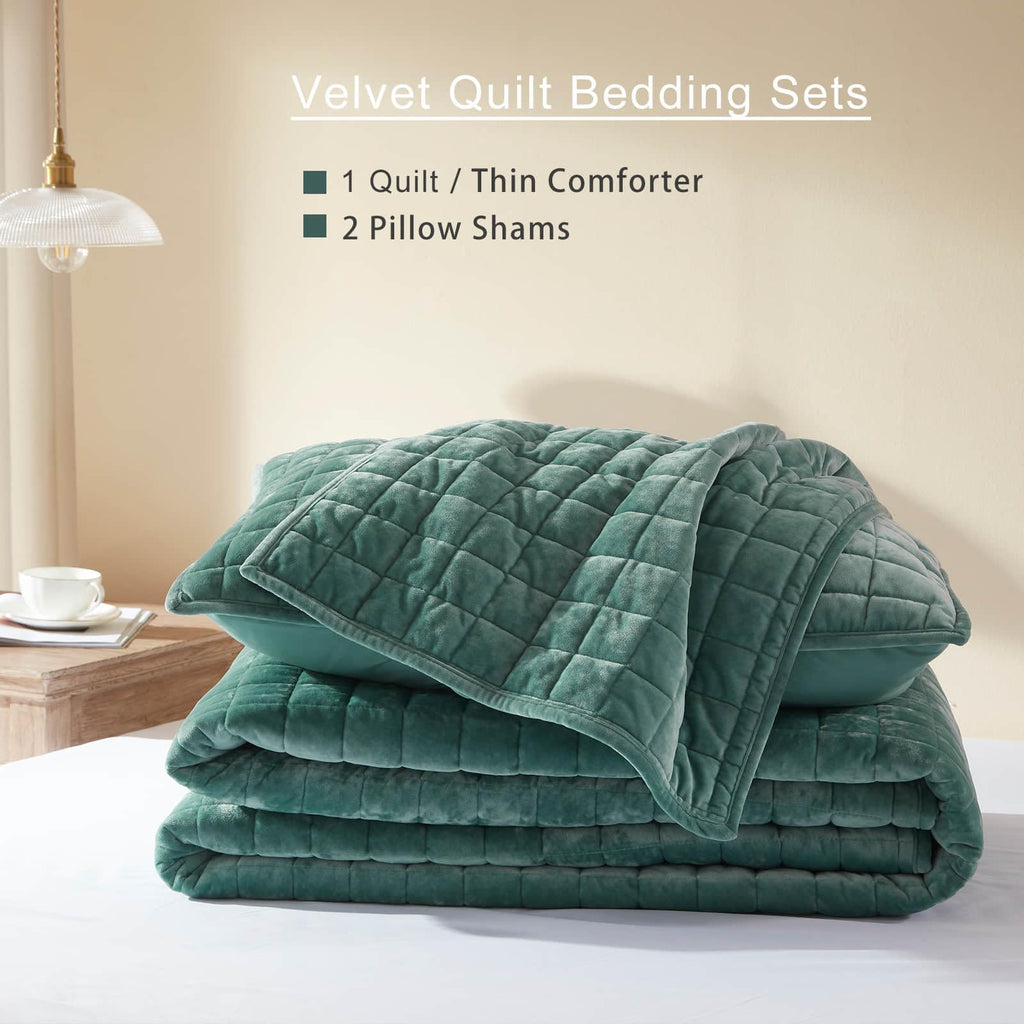 LEAONME Velvet Quilt King Size-98''x106''