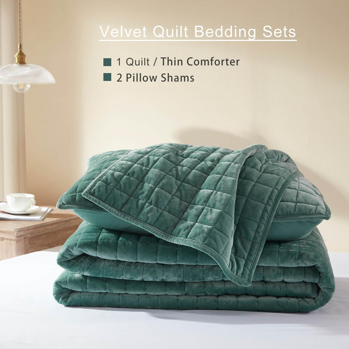 LEAONME Velvet Quilt King Size-98''x106''
