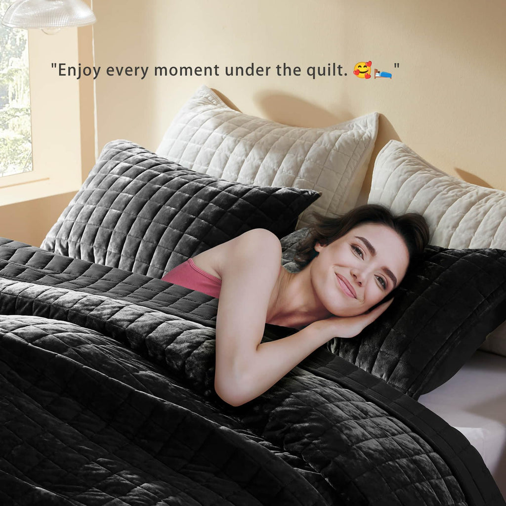 LEAONME Velvet Quilt King Size-98''x106''