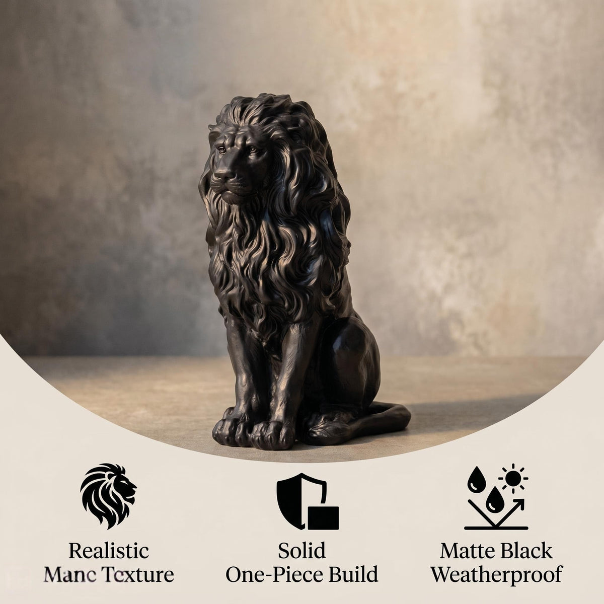 Large Gold Lion Statue, Resin Garden Sculpture, Outdoor Decor