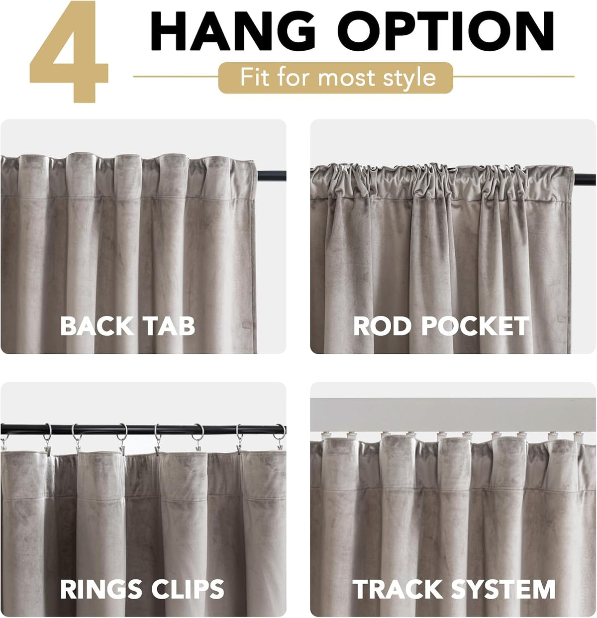 Velvet Color-Block Curtain Set
