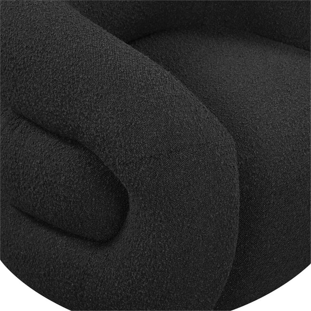 BOWERY HILL Contemporary Black Boucle Fabric Swivel Accent Chair