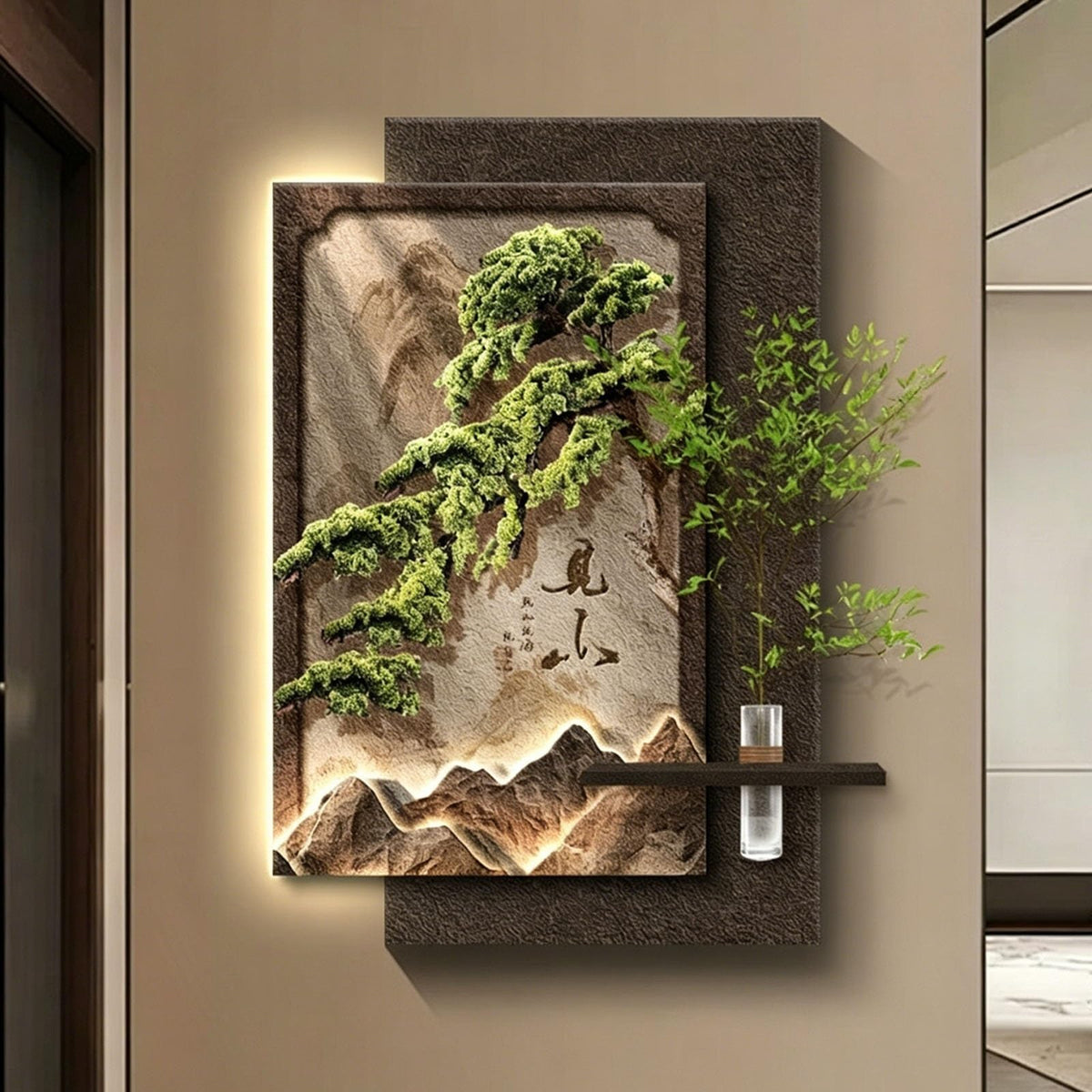3D Sandstone LED Pine Landscape Wall Art