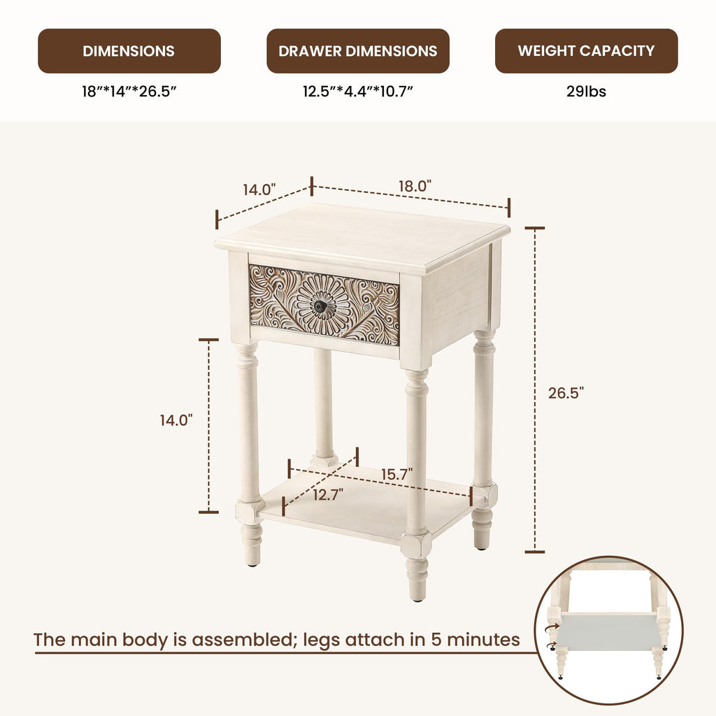 Round Three-Drawer Nightstand