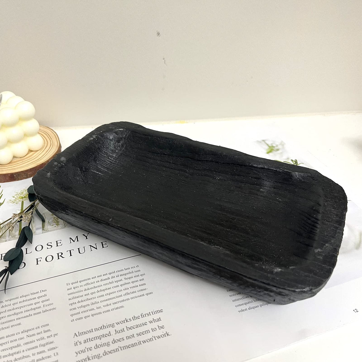 Hand-Carved Wooden Dough Bowl Centerpiece
