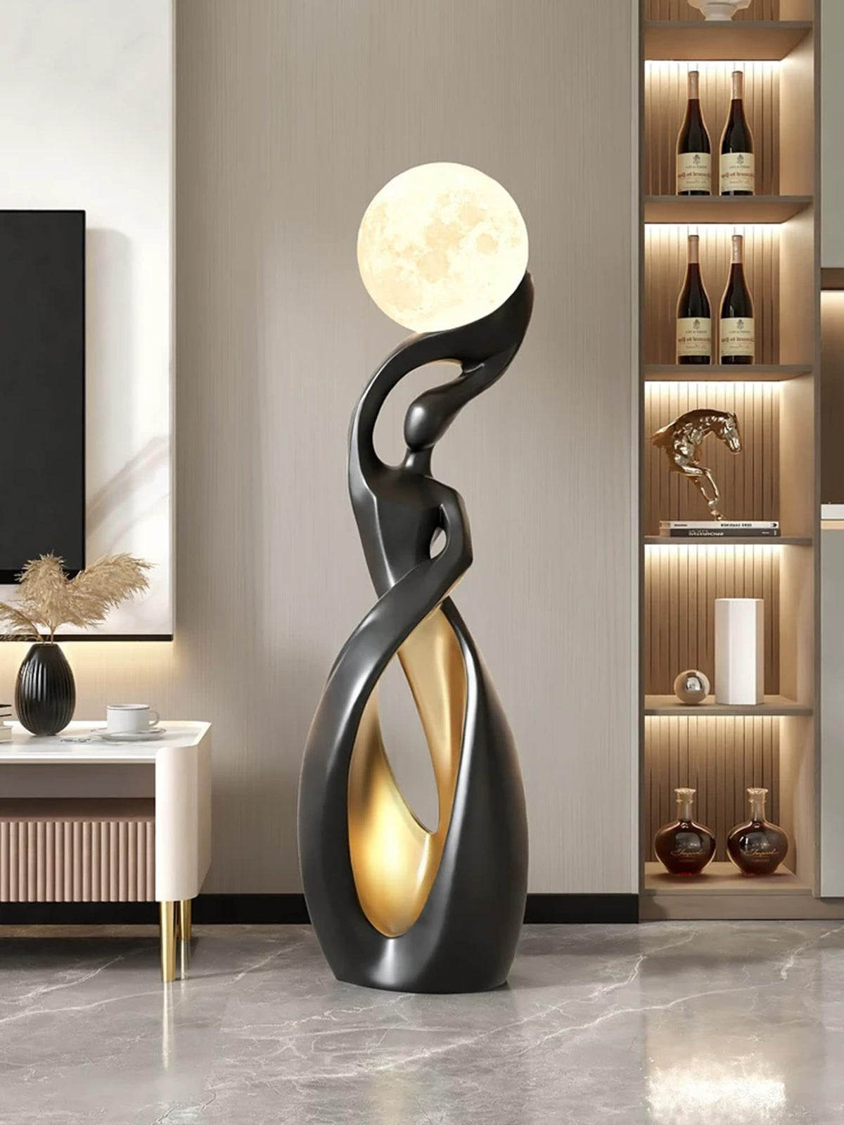 Art Deco Moon Globe Floor Lamp