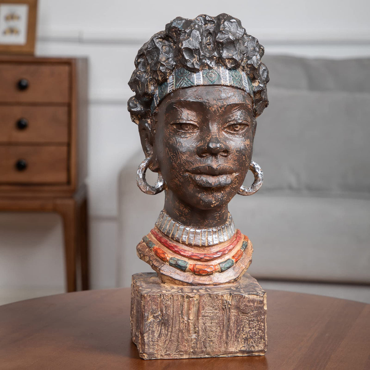 Leekung African Statues for Home Decor, African Art Sculptures Man Statue