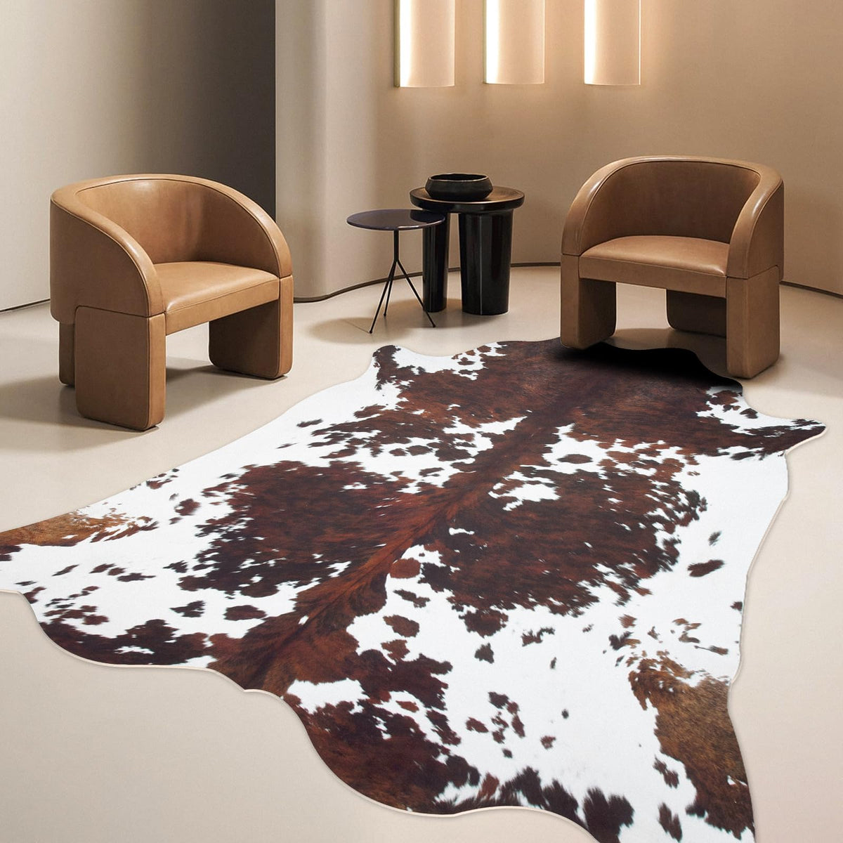 Faux Cowhide Rug 4.6x5.2 ft Cow Hide Faux Cowhide for Living Room Bedroom Dining