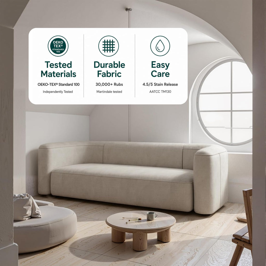 Acanva Mellow Modern Tight Curved Back Velvet Sofa, 4 Seater Modular
