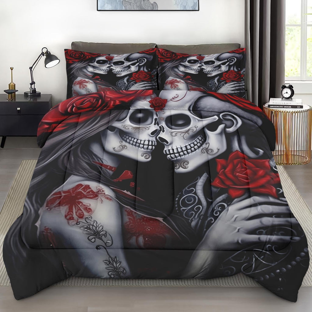 Pamnest Queen Comforter Set, 3 Pieces African Floral Bedding, All Season