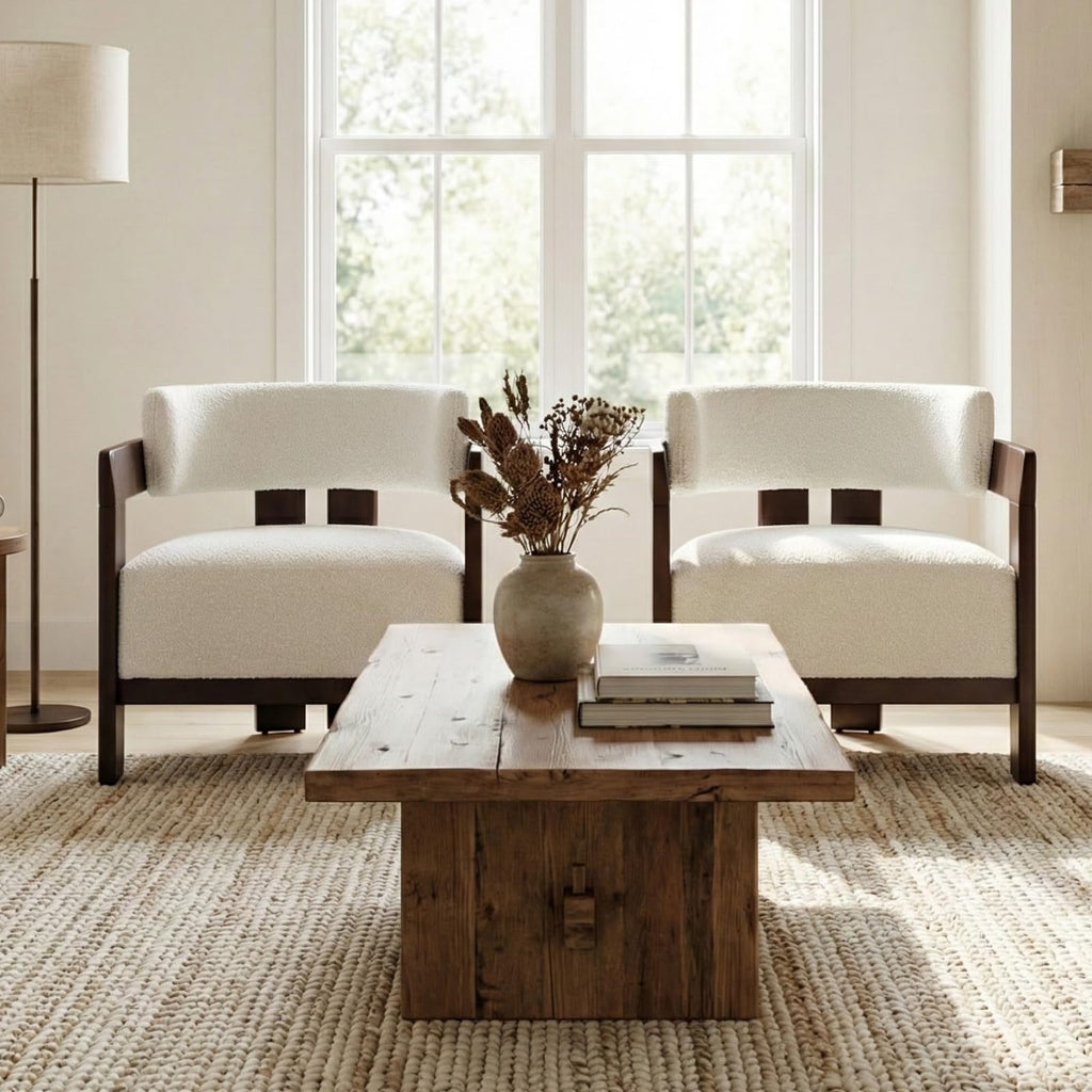 Beige Linen Accent Chairs Set of 2, Upholstered Barrel Living room Chairs
