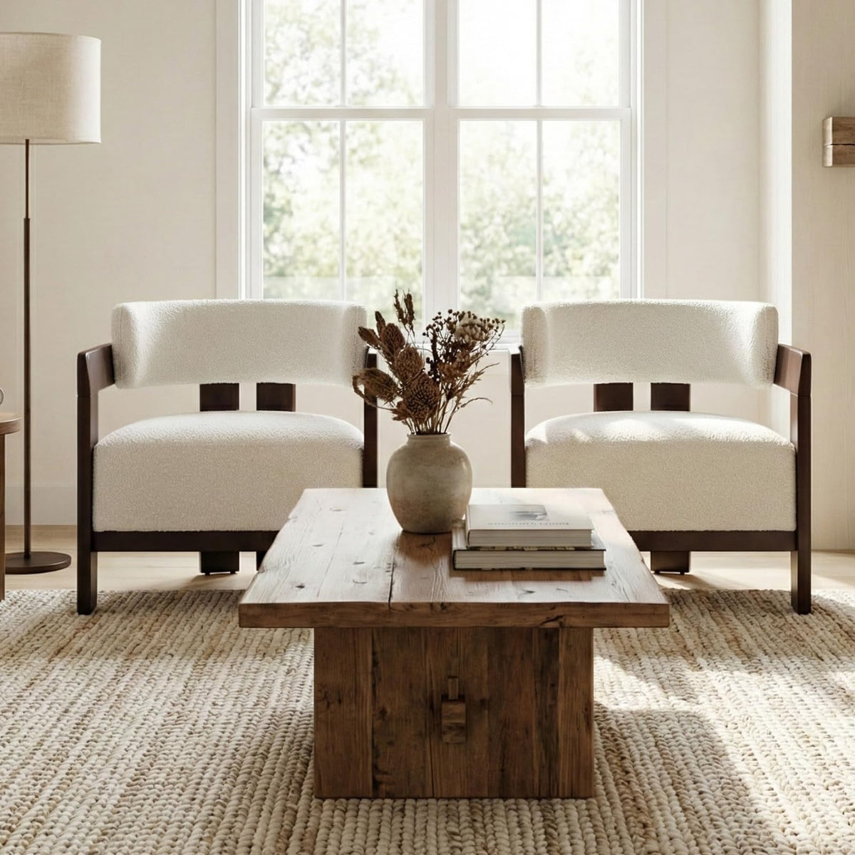 Beige Linen Accent Chairs Set of 2, Upholstered Barrel Living room Chairs