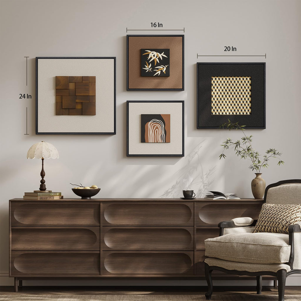 Framed 3D Textured Abstract Wall Art Set