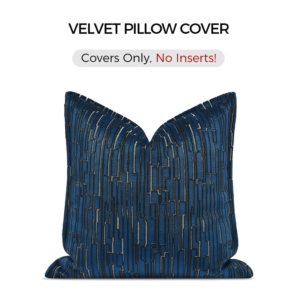 Luxury Brown Cut Pile Velvet Pillow Covers 18x18 with Raised Textured Pattern(Not a