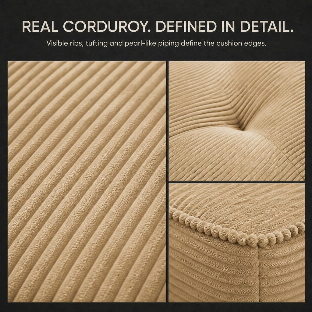 Camel Couch, Corduroy Couch, Boneless Modular Sectional Sofa Set, 5-Seat, Oversized