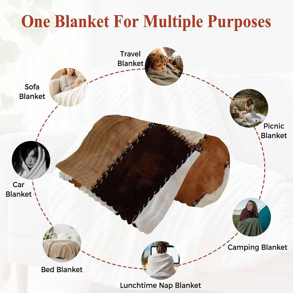 Cowhide-Inspired Flannel Throw Blanket