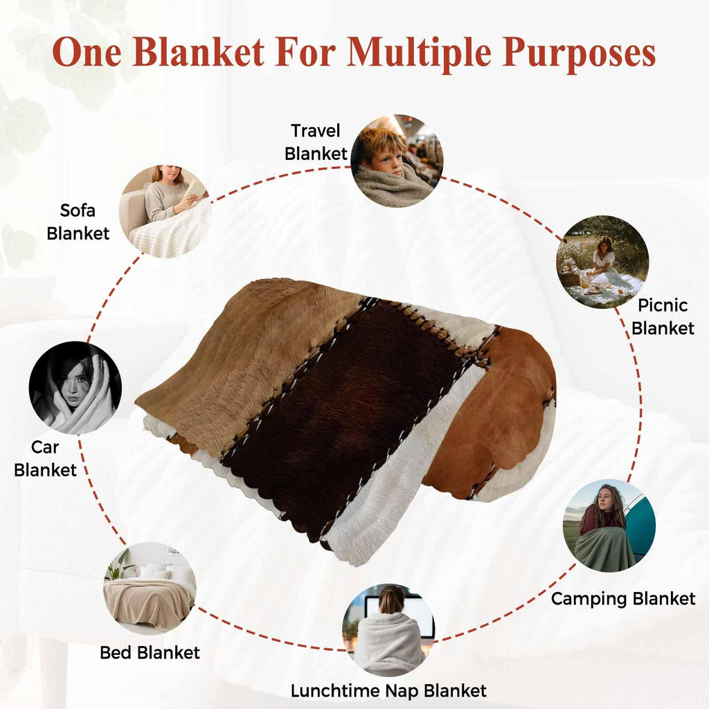 Cowhide-Inspired Flannel Throw Blanket