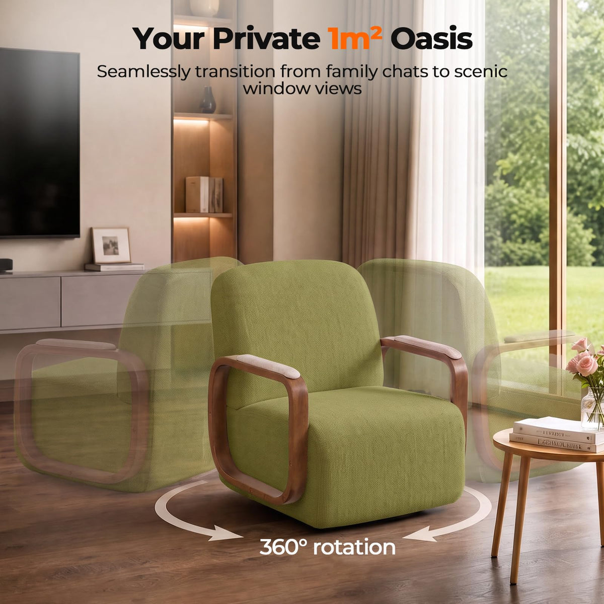 Couchus Swivel Accent Chair with Sturdy Base (Beige, Set of 2)