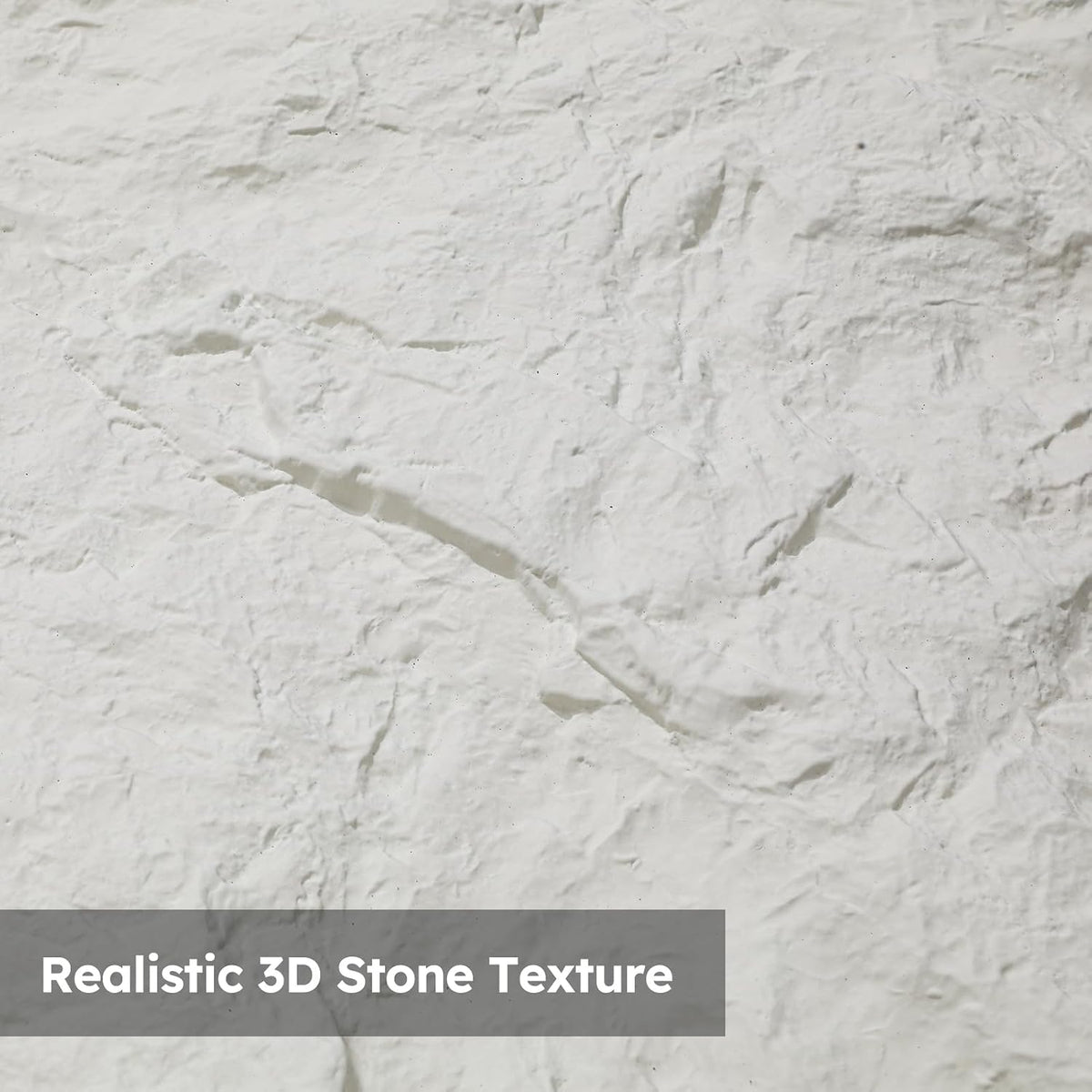Diflart 3D Faux Stone PU Wall Panels for Interior Decor, White, 4 PCS