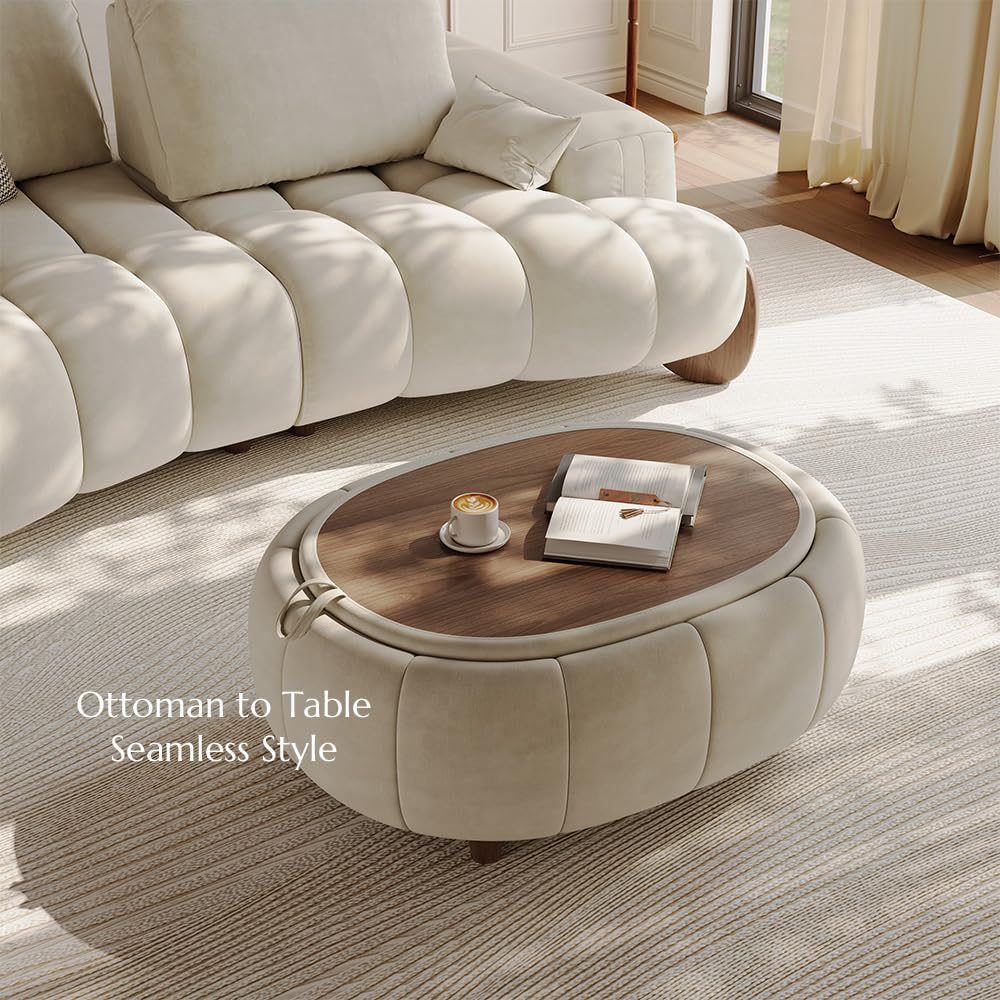 POVISON Arlo 85.2'' Oversized Curved Velvet Loveseat, 2 Seater, Beige