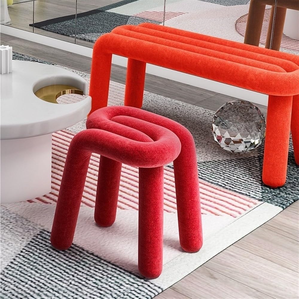 Creative Pin-Shaped Stool, Cornerless Makeup Stool(Pink)