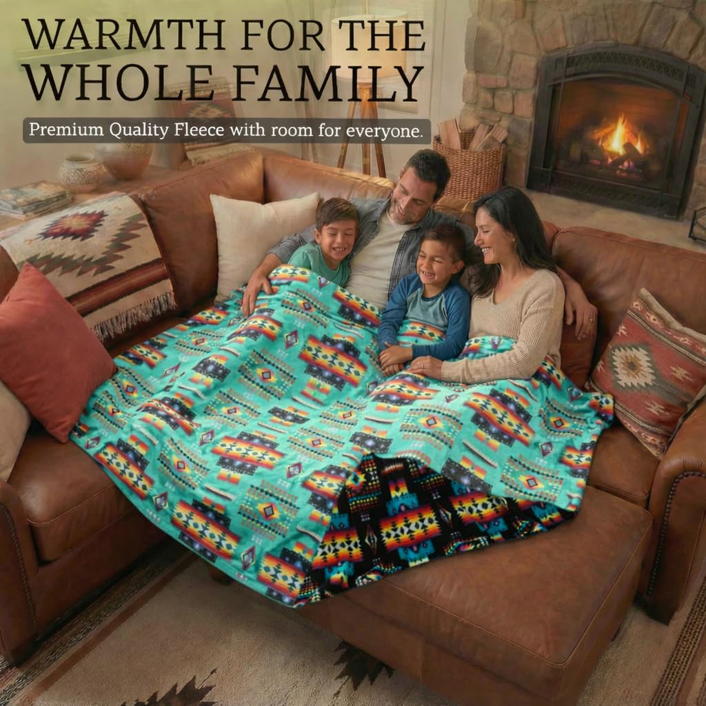 Sacred Thread Aztec Blanket Fleece, Western Blanket (Coffee Flannel) (King)