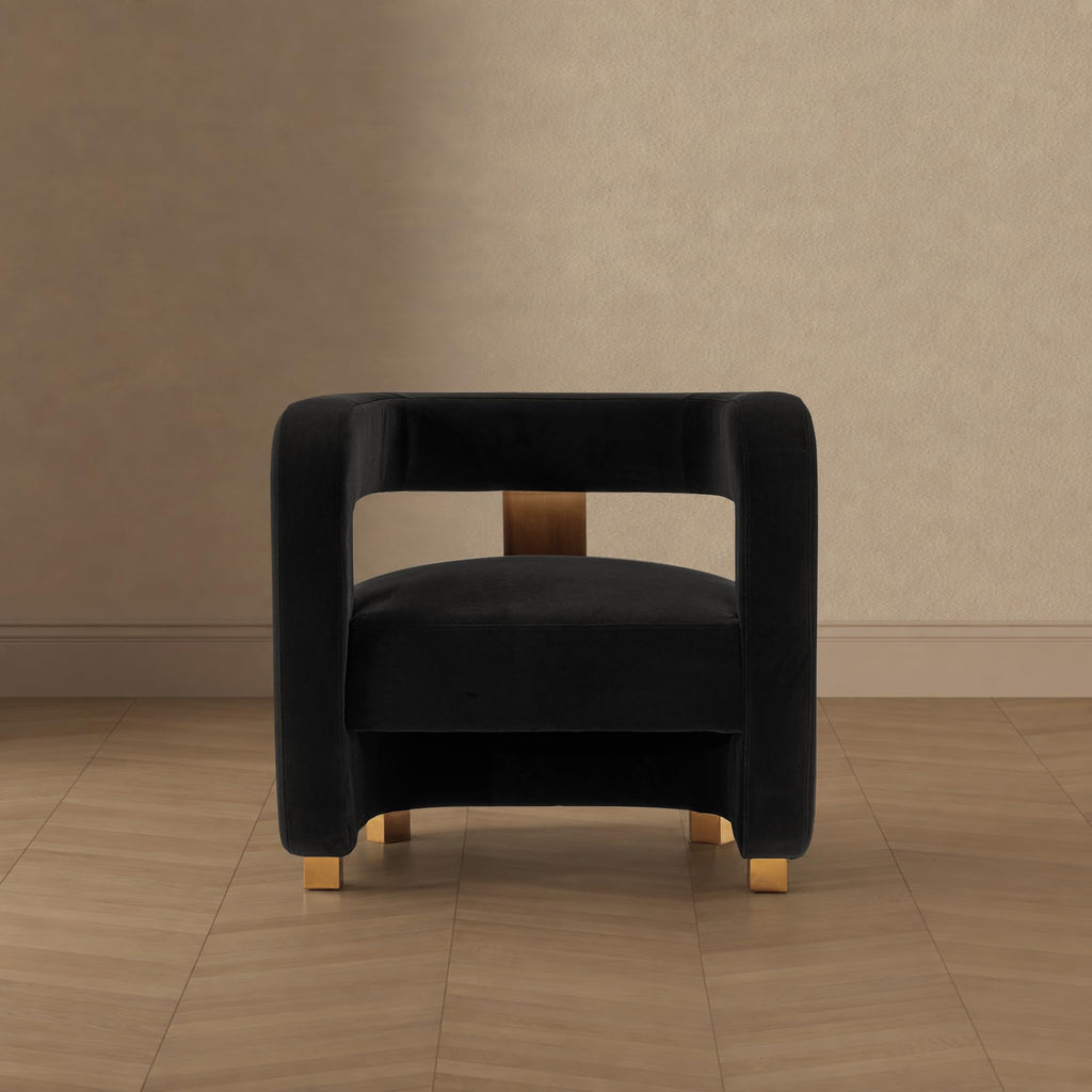 Manhattan Comfort Amirah Modern Velvet Accent Chairs with Geometric Floating Open