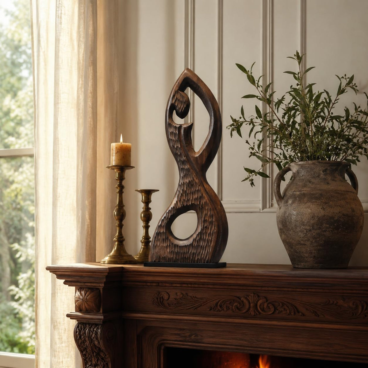 Wood Whimsical Room Decor Face Statue for Women