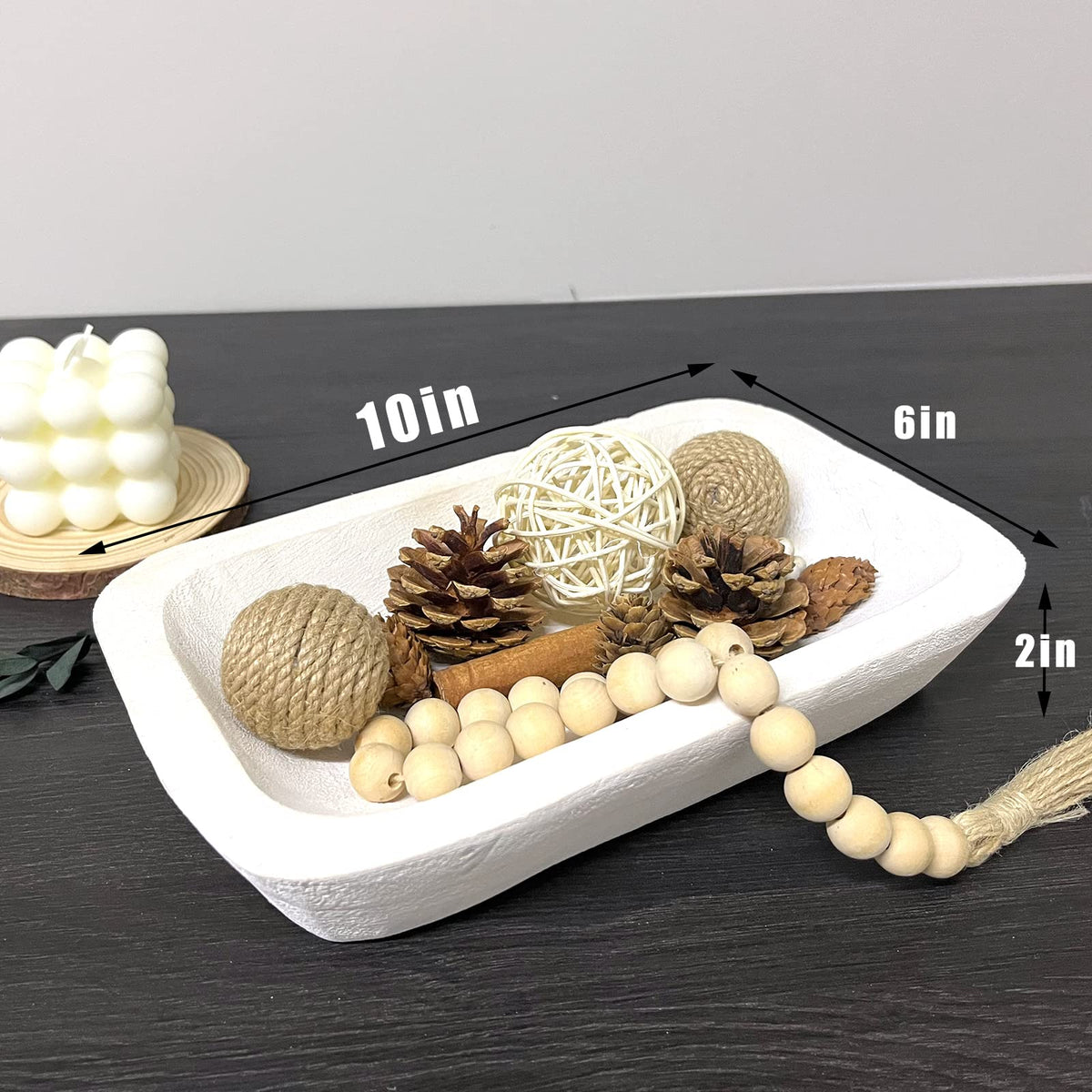Hand-Carved Wooden Dough Bowl Centerpiece