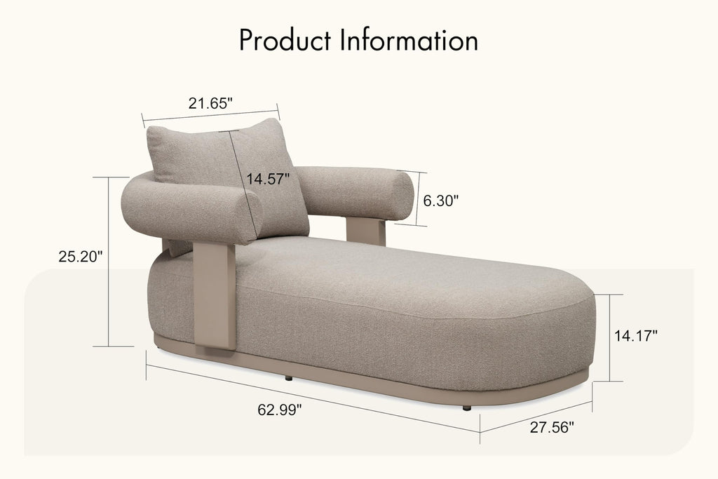 PURPLE LEAF Chaise Lounge 2 Pieces with Cushion and Pillow, Armrest, White