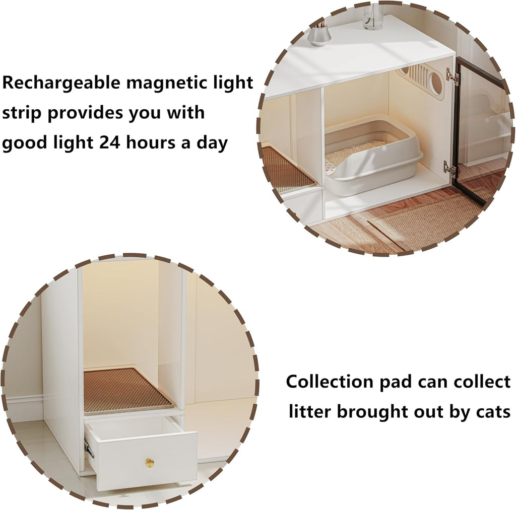 Cat Litter Box Enclosure Furniture Style, 37.4'' W, White