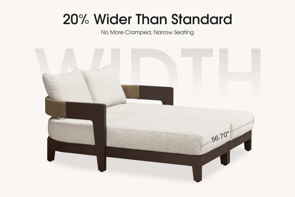 PURPLE LEAF Chaise Lounge 2 Pieces with Cushion and Pillow, Armrest, White