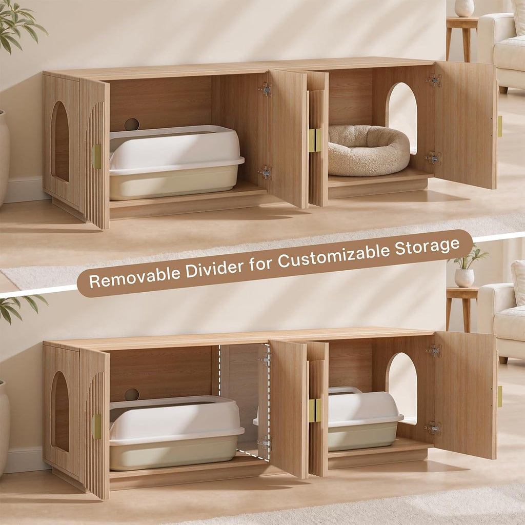 Double Cat Litter Enclosure with Optional Divider