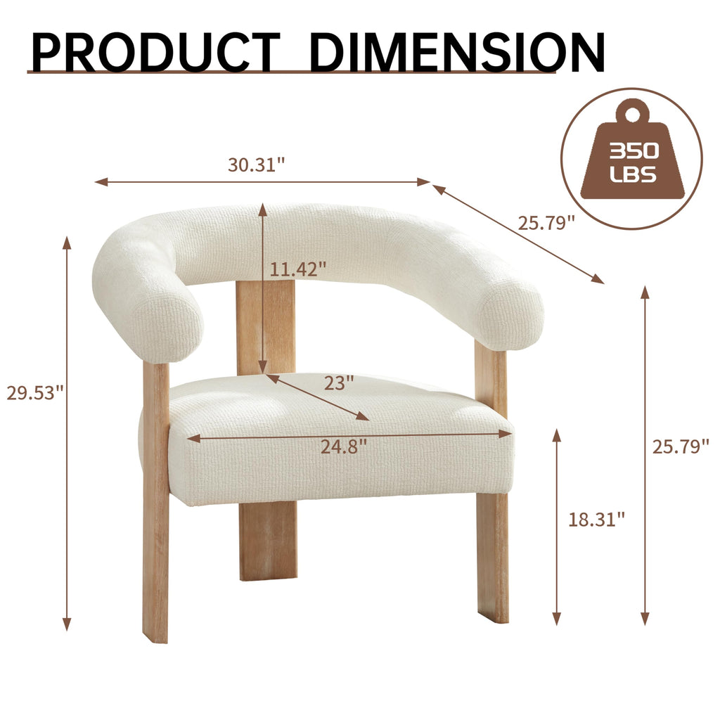 VKNOW Barrel Accent Chairs Set of 2 with Armrests and Rubberwood Legs