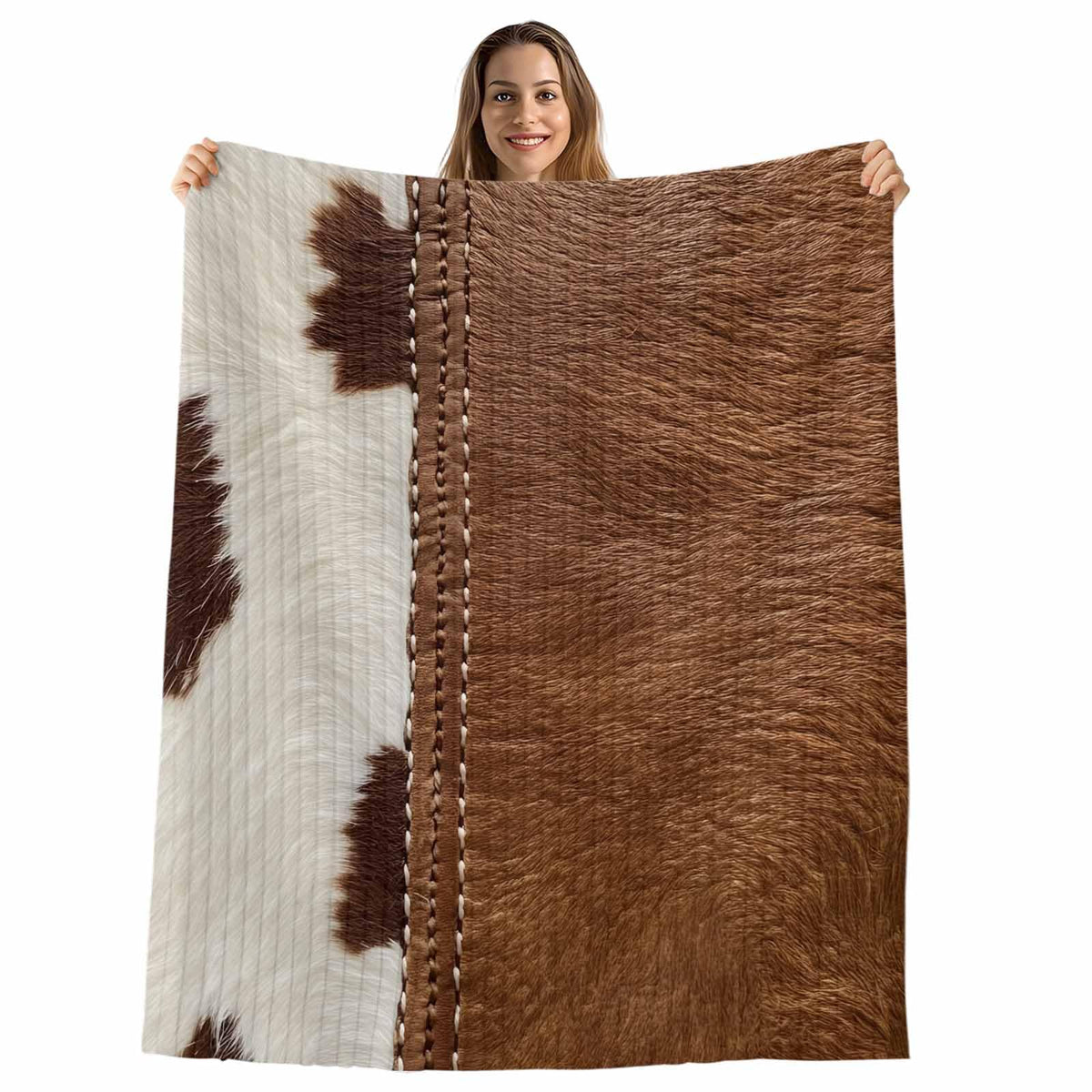 Western Cow-Print Flannel Throw Blanket