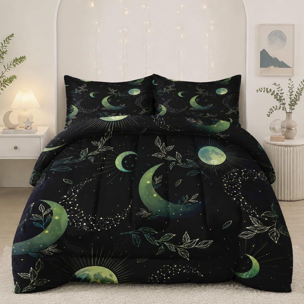 Pamnest Queen Comforter Set, 3 Pieces African Floral Bedding, All Season
