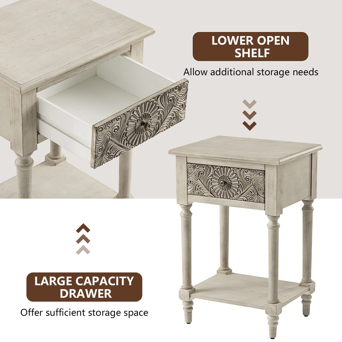 Round Three-Drawer Nightstand