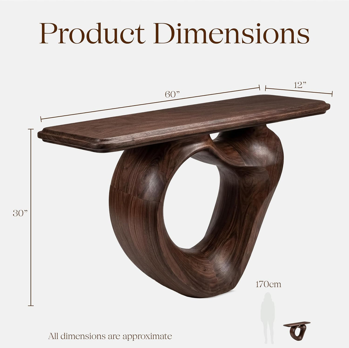 Monkey Pod Console Table No. 11, Hand-Carved Live Edge