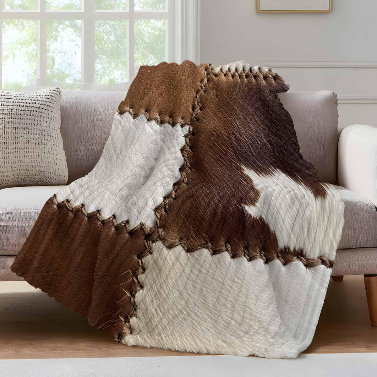 Western Cow-Print Flannel Throw Blanket