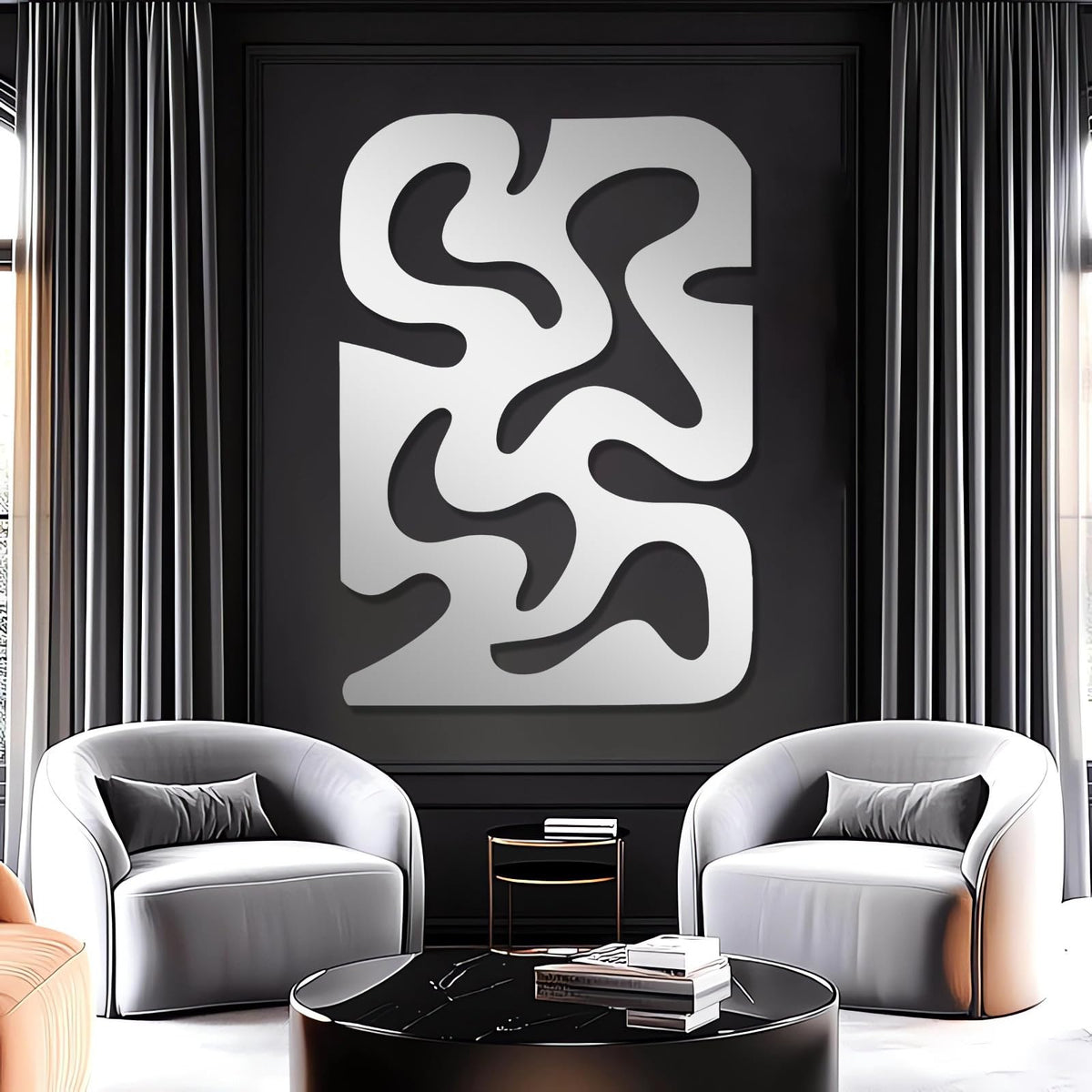 Curved Geometric Metal Wall Sculpture