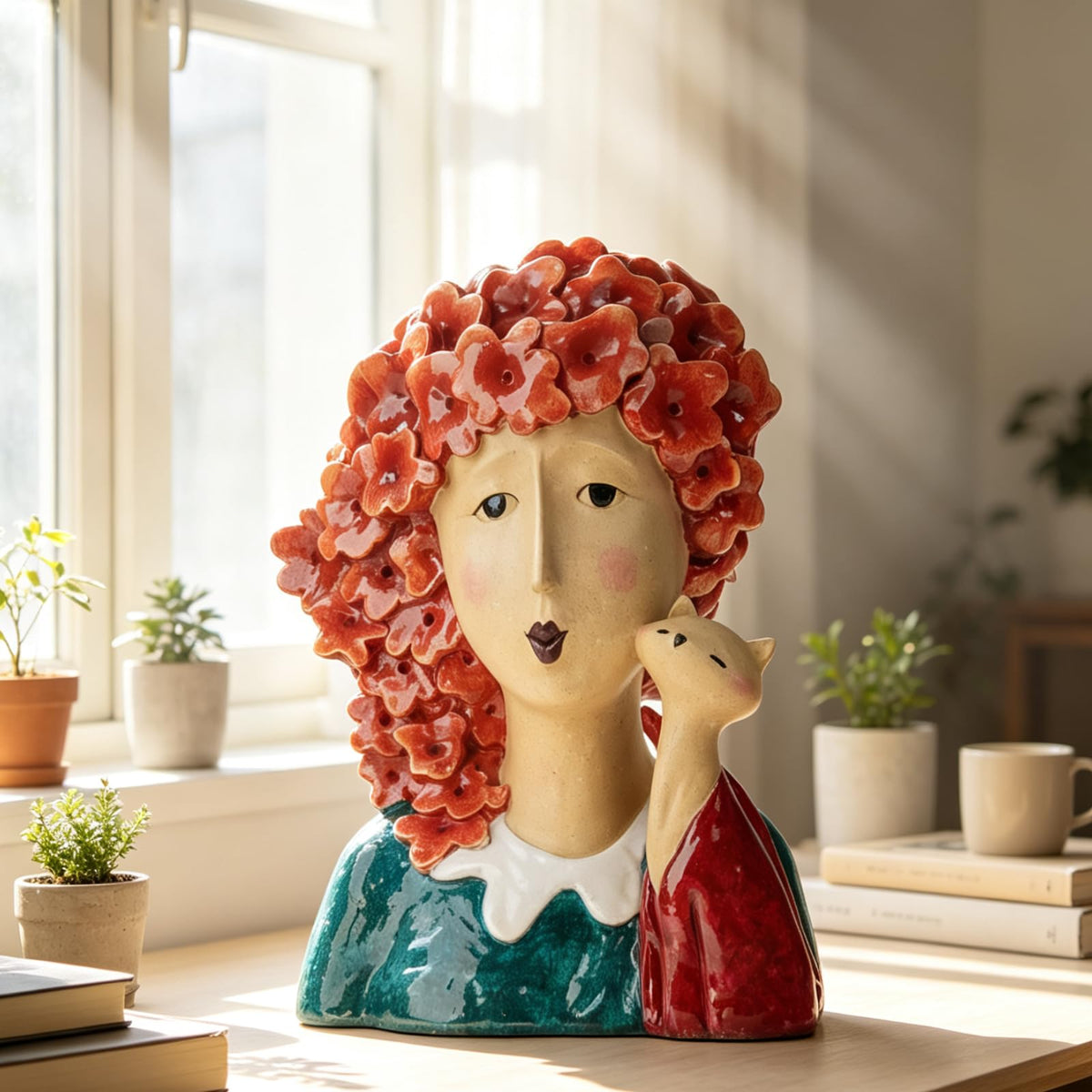 Artistic Frida Kahlo-Inspired Resin Bust Sculpture