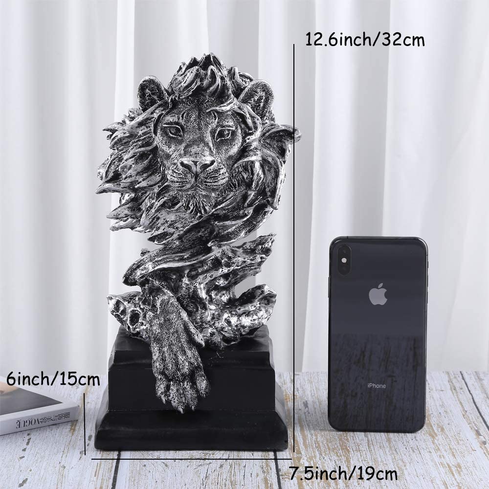 H&W Sandstone Lion Statue, The King of Beast, Collectible Figurines, Golden