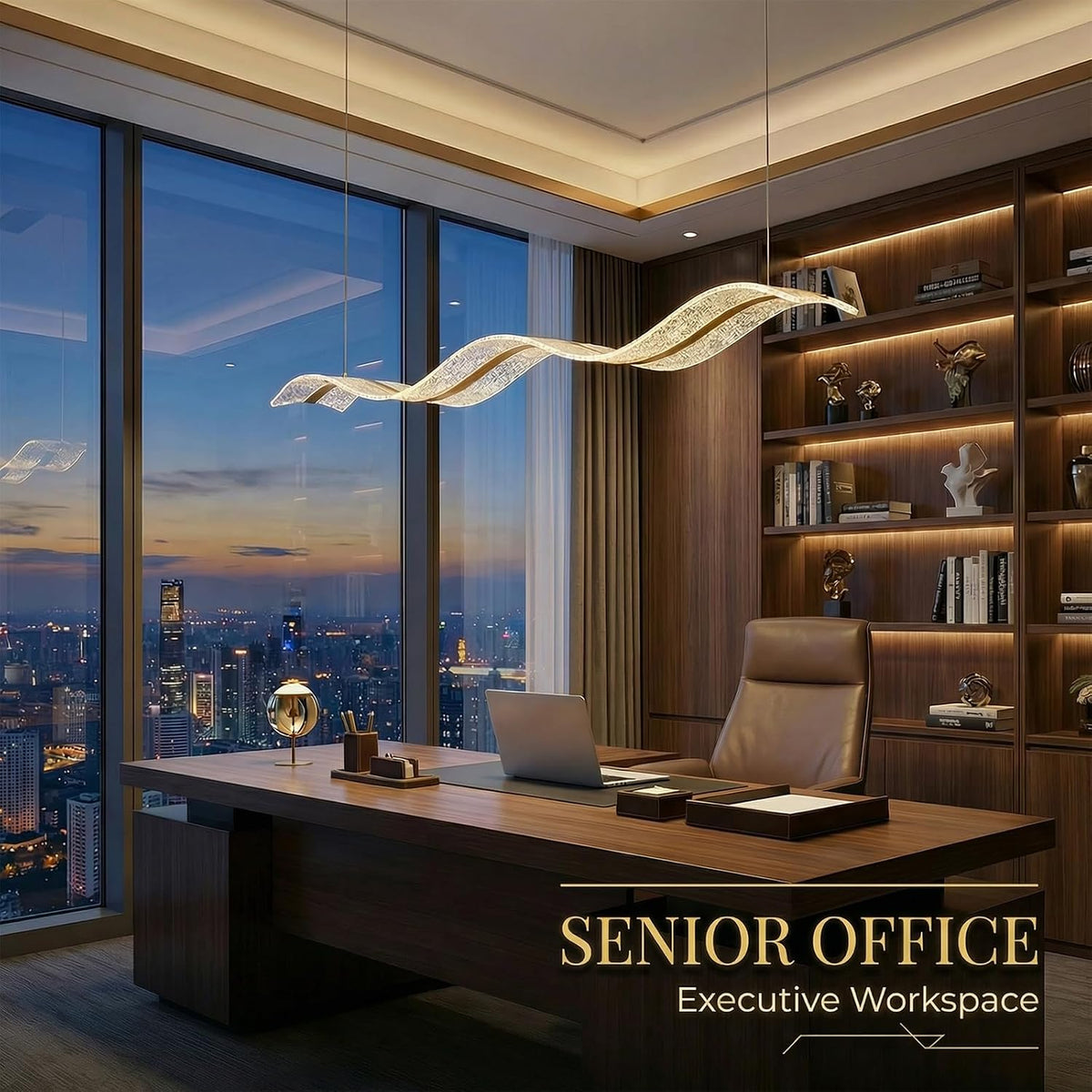 Gold Wave LED Chandelier