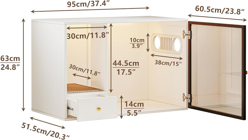 Cat Litter Box Enclosure Furniture Style, 37.4'' W, White