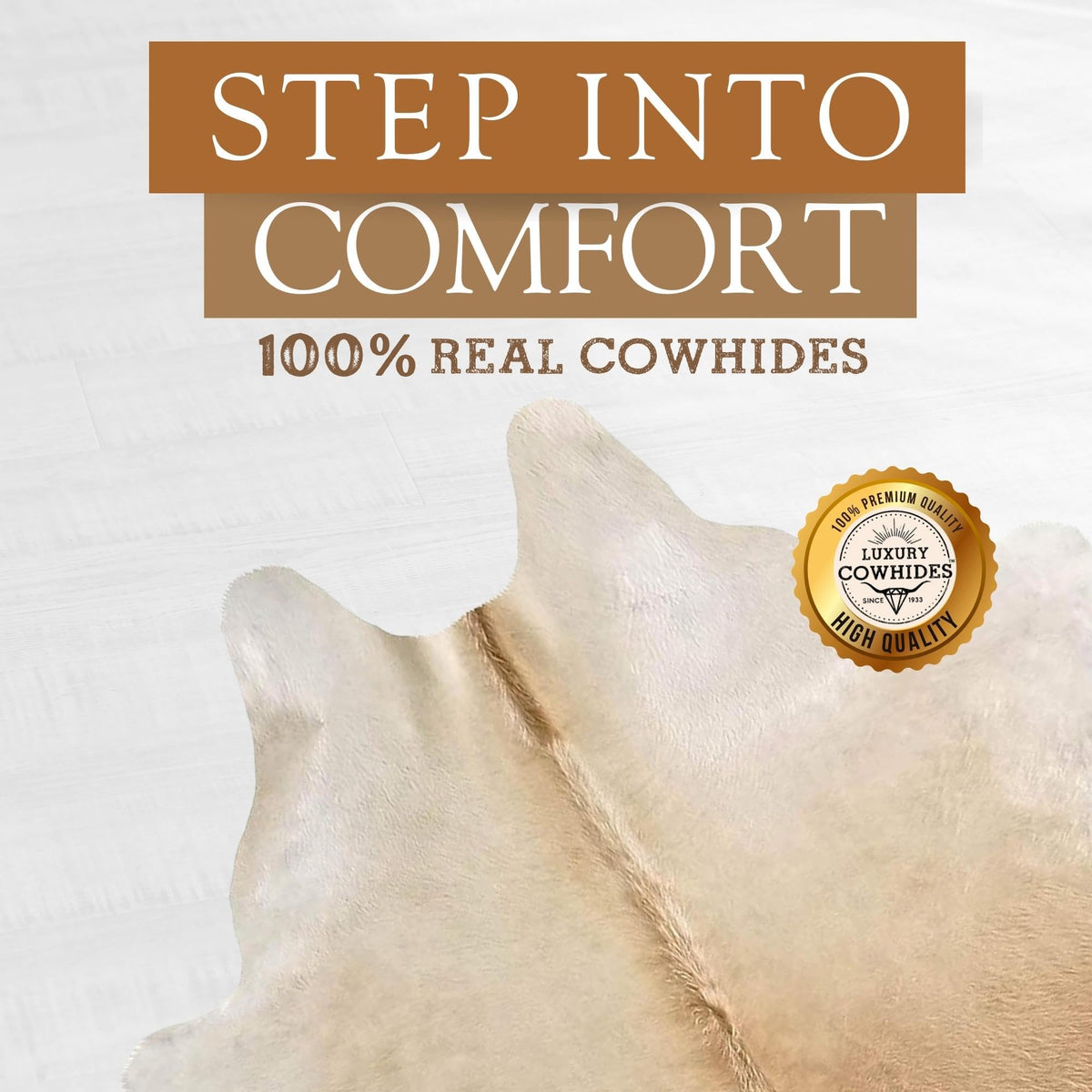 Sunshine Cowhides 100% Genuine Palomino Beige and White Cowhide Rug - Modern Style