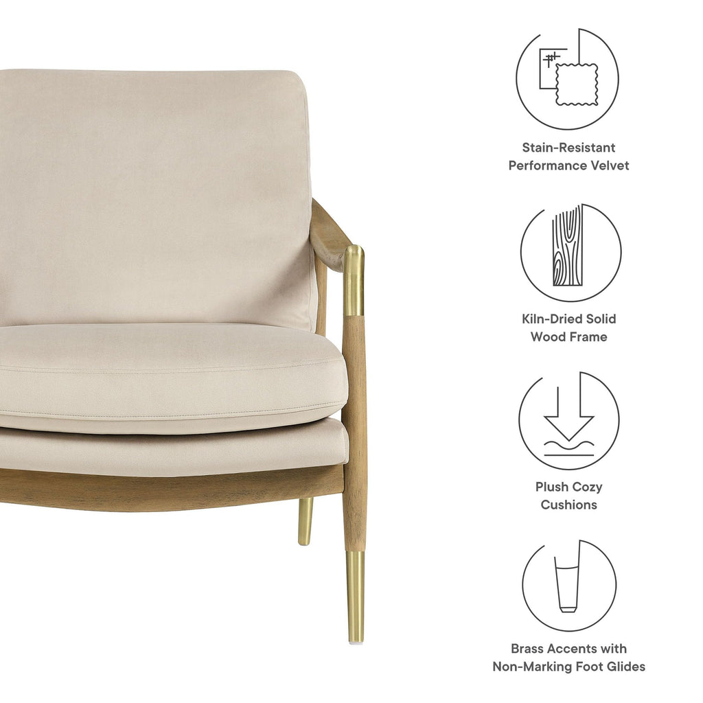 Modway Langford Stain-Resistant Performance Velvet Armchair – Mid Century Modern